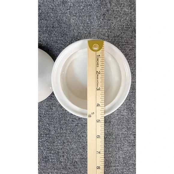 Vintage Lillian Vernon White Pears and Leaves Round Mini Casserole with Lid 5" - Picture 8 of 8